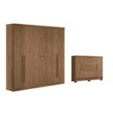 Ver imagem 1 de Quarto Completo Modu 2 Peças (1guardaroupa+1cômoda) Qc376 Jatobá - Santos Andirá
