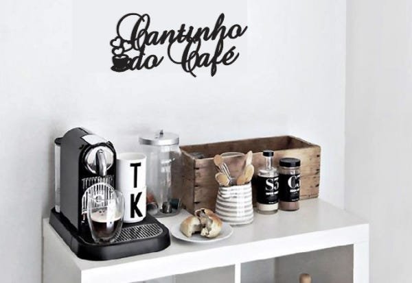 Cantinho do Café 45x23cm Lettering em Madeira Mdf Aplique Parede - 2