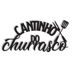 Cantinho Do Churrasco 45x21cm Lettering Aplique em Madeira MDF Parede - 1
