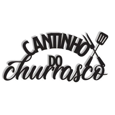 Cantinho Do Churrasco 45x21cm Lettering Aplique em Madeira MDF Parede