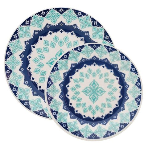 Kit Pratos Rasos e Lanche Donna Lola Oxford® Cerâmica 12 Peças