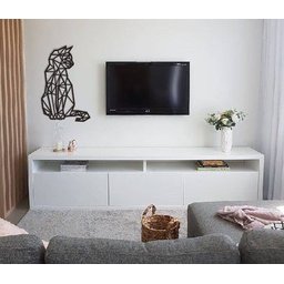 Gato Geométrico Poligonal 60x38cm em Madeira MDF Aplique de Parede - 4