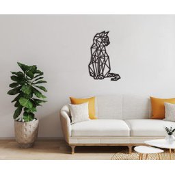 Gato Geométrico Poligonal 60x38cm em Madeira MDF Aplique de Parede - 2