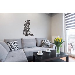 Gato Geométrico Poligonal 60x38cm em Madeira MDF Aplique de Parede - 3