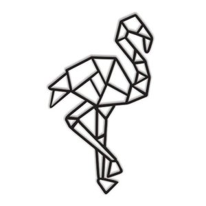 Flamingo Geométrico Poligonal 60x35cm em Madeira MDF Aplique de Parede