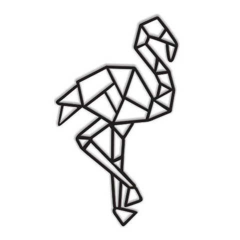 Flamingo Geométrico Poligonal 60x35cm em Madeira MDF Aplique de Parede
