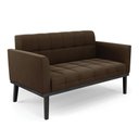 Ver imagem 1 de Sofá Namoradeira 2 Lugares Base de Madeira Preto Elisa Suede D03 - D'Rossi Cor Marrom