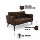 Ver imagem 6 de Sofá Namoradeira 2 Lugares Base de Madeira Preto Elisa Suede D03 - D'Rossi Cor Marrom