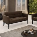 Ver imagem 3 de Sofá Namoradeira 2 Lugares Base de Madeira Preto Elisa Suede D03 - D'Rossi Cor Marrom