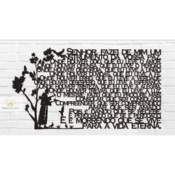Oração Francisco 60x33cm LETTERING Em Madeira Mdf Escultura De Parede - 1