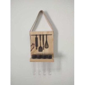 Porta Temperos Escupido em Madeira Div. Modelos - Talheres Cozinha