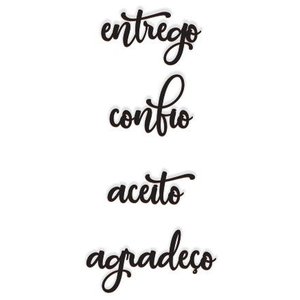 Entrego Confio Aceito Agradeço 32x70cm em Madeira Mdf Lettering Aplique Parede