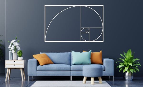 Sequencia Fibonacci 60x37cm Da Vinci Proporção Áurea em Madeira MDF Aplique de Parede - 3