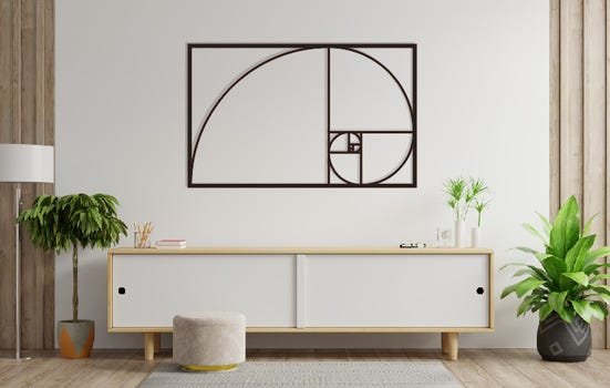 Sequencia Fibonacci 60x37cm Da Vinci Proporção Áurea em Madeira MDF Aplique de Parede - 2