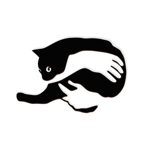 Aplique de Gato no Colo 35x24cm em Madeira MDF Escultura de Parede
