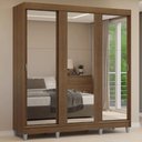 Ver imagem 1 de Guarda-Roupa Casal com Pés 3 Portas de Correr de Espelho Reno Madesa