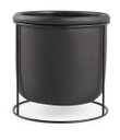Ver imagem 1 de Cachepot em Cimento Cor Preta com Suporte em Metal Médio Mart