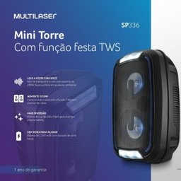 Caixa de Som Multilaser Mini Torre 200W Sp336 com Microfone - 3
