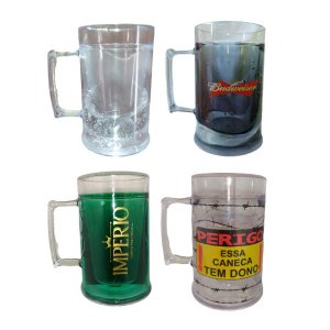 Kit com 04 Canecas de Chopp Acrilico Gel Térmico 410Ml