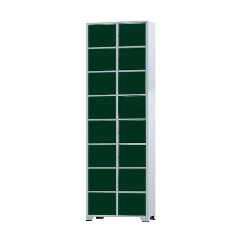 Armário Roupeiro de Aço 16 Portas para Vestiário Academia Locker Verde Escuro com Chave
