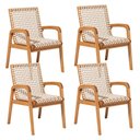 Ver imagem 1 de Kit 04 Cadeiras para Sala de Jantar Varanda Gourmet com Braço Trammare C07 Corda Areia - Lyam Decor