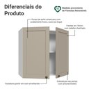 Ver imagem 3 de Armário Aéreo 70 cm 2 Portas Branco/Crema Vik Madesa