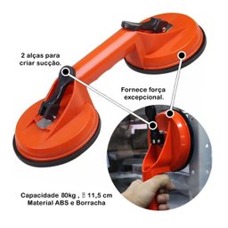 Ventosa Para Porcelanato, Metais, Espelhos Kit 02 Até 80kg - 4