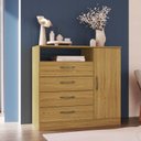 Ver imagem 1 de Cômoda para Quarto 1 Porta e 4 Gavetas Bege/Ipê