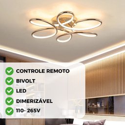 Lustre Led Flor Espiral Moderno Luminária Teto Luz Ajustável Sobrepor Luxuoso Brinovar - 3