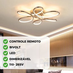 Lustre Led Flor Espiral Moderno Luminária Teto Luz Ajustável Sobrepor Luxuoso Brinovar - 3