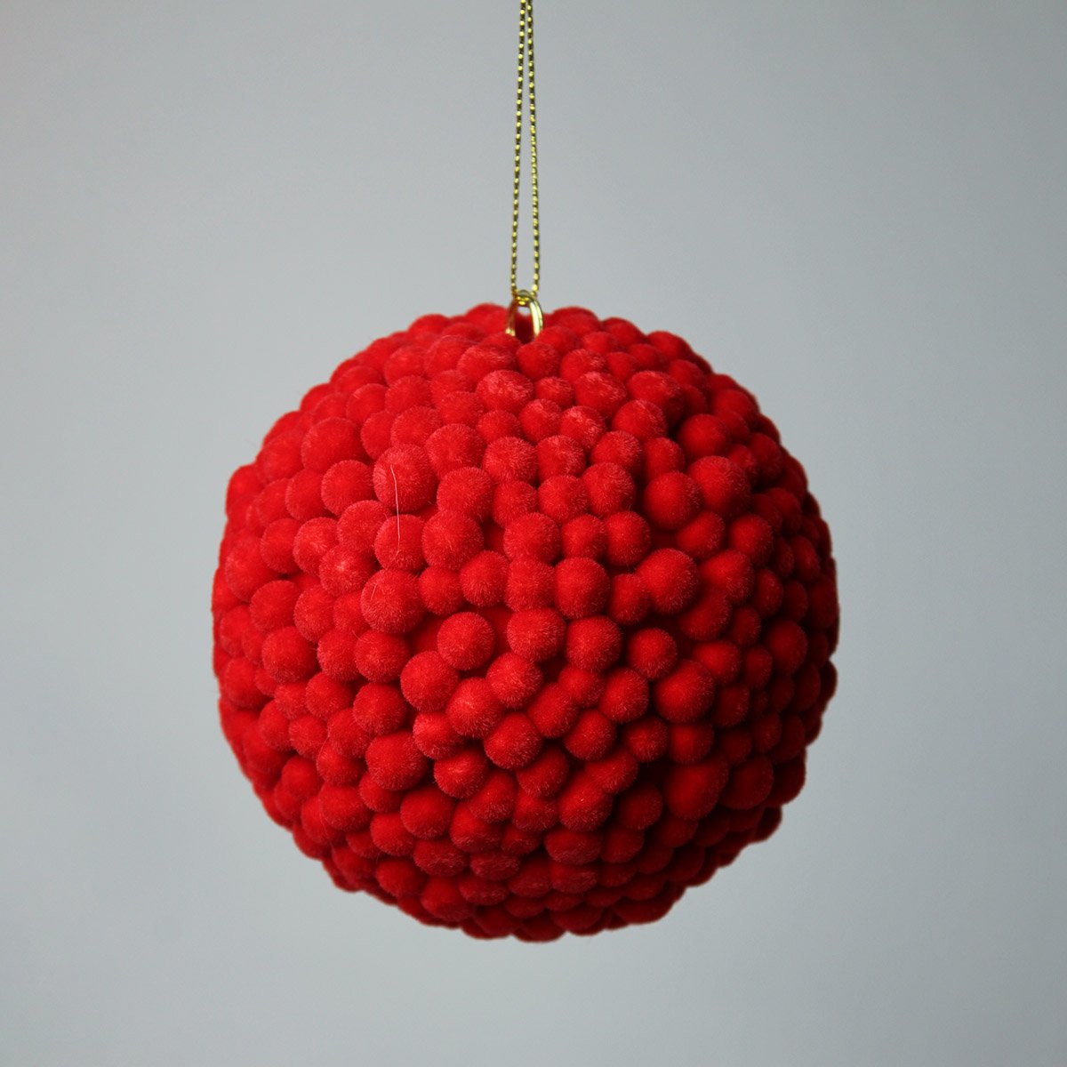 Caixa com 3 Bolas Natalinas Luxo Vermelha Pelúcia 10cm | Natal - 1