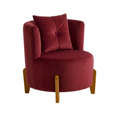 Poltrona Orgânica Curva Luna Veludo Bordô  - Montanaris Decor