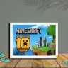Quadro Decorativo Minecraft com Moldura e Vidro 25X33 Quarto:Branco - 1