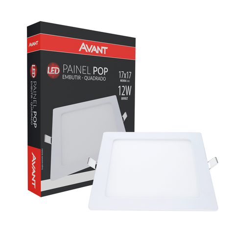 Plafon Led Avant Embutir Quadrado 12w 6500k Bivolt 17x17 cm