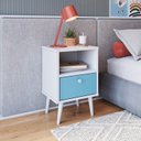 Ver imagem 1 de Mesa de Cabeceira Infantil 1 Gaveta Quarto Branco