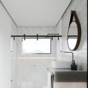 Ver imagem 3 de Espelho Grande com Alça de Parede 60cm Redondo para Banheiro Quarto Aro Marrom Couro Marrom