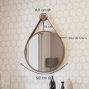 Ver imagem 2 de Espelho Grande com Alça de Parede 60cm Redondo para Banheiro Quarto Aro Marrom Couro Marrom