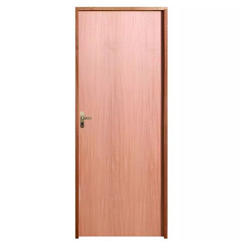 Porta de Madeira Semi-oca Padrão Curupixá Lisa Bat14 Cm Misto Fech Navas Externa 210x82 Lado Direito