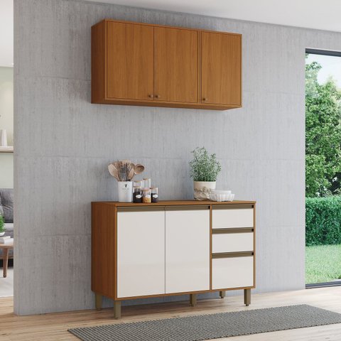 Cozinha Modulada Compacta 3 Peças com Balcão Pia com Tampo Venaly