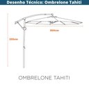 Ver imagem 5 de Ombrelone Lateral Tahiti Fratini 300 Cm Aluminio Fendi Capa Poliéster Base Lateral Hdpe