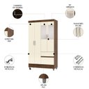 Ver imagem 4 de Guarda Roupa Solteiro 103cm com Espelho Ideal Imbuia/champanhe - Vila Rica