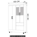Ver imagem 5 de Guarda Roupa Solteiro 103cm com Espelho Ideal Imbuia/champanhe - Vila Rica