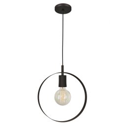 Pendente Luminária Teto Círculo Anel Sala Cozinha Mesa Preto - 1