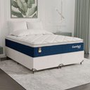 Ver imagem 1 de Cama Box Queen + Colchão Comfort Class Pillow Top 158x198cm Azul/suede Branco