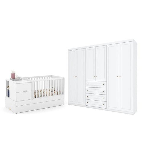Berço Americano Multifuncional Formare Branco Acetinado - Matic e Guarda Roupa Casal Americano 6