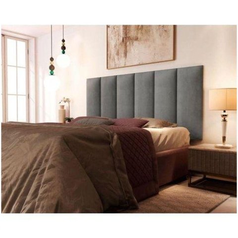 Painel Cabeceira King Cancun Suede Cinza