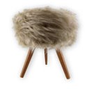 Ver imagem 1 de Banqueta Puff Pé Madeira Pelucia Alta Bege 46cm Altura
