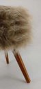 Ver imagem 3 de Banqueta Puff Pé Madeira Pelucia Alta Bege 46cm Altura