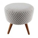 Ver imagem 4 de Banqueta Puff Pé Madeira Crochê Branco Off 46cm Altura