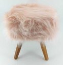 Ver imagem 2 de Banqueta Puff Pé Madeira Pelucia Alta Rosa Gold 46cm Altura